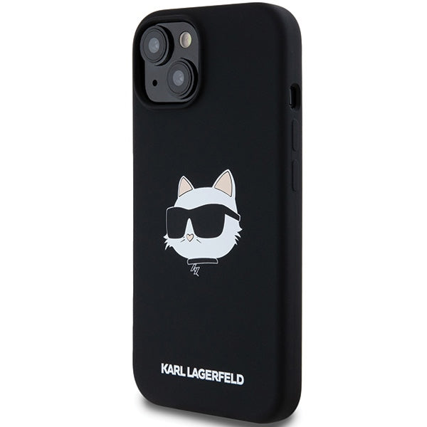 Puzdro MagSafe pre Apple iPhone 15 Plus, Karl Lagerfeld, Silicone Choupette's Head, Čierne