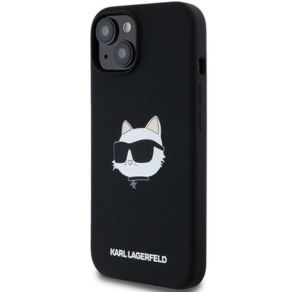Puzdro MagSafe pre Apple iPhone 15 Plus, Karl Lagerfeld, Silicone Choupette's Head, Čierne