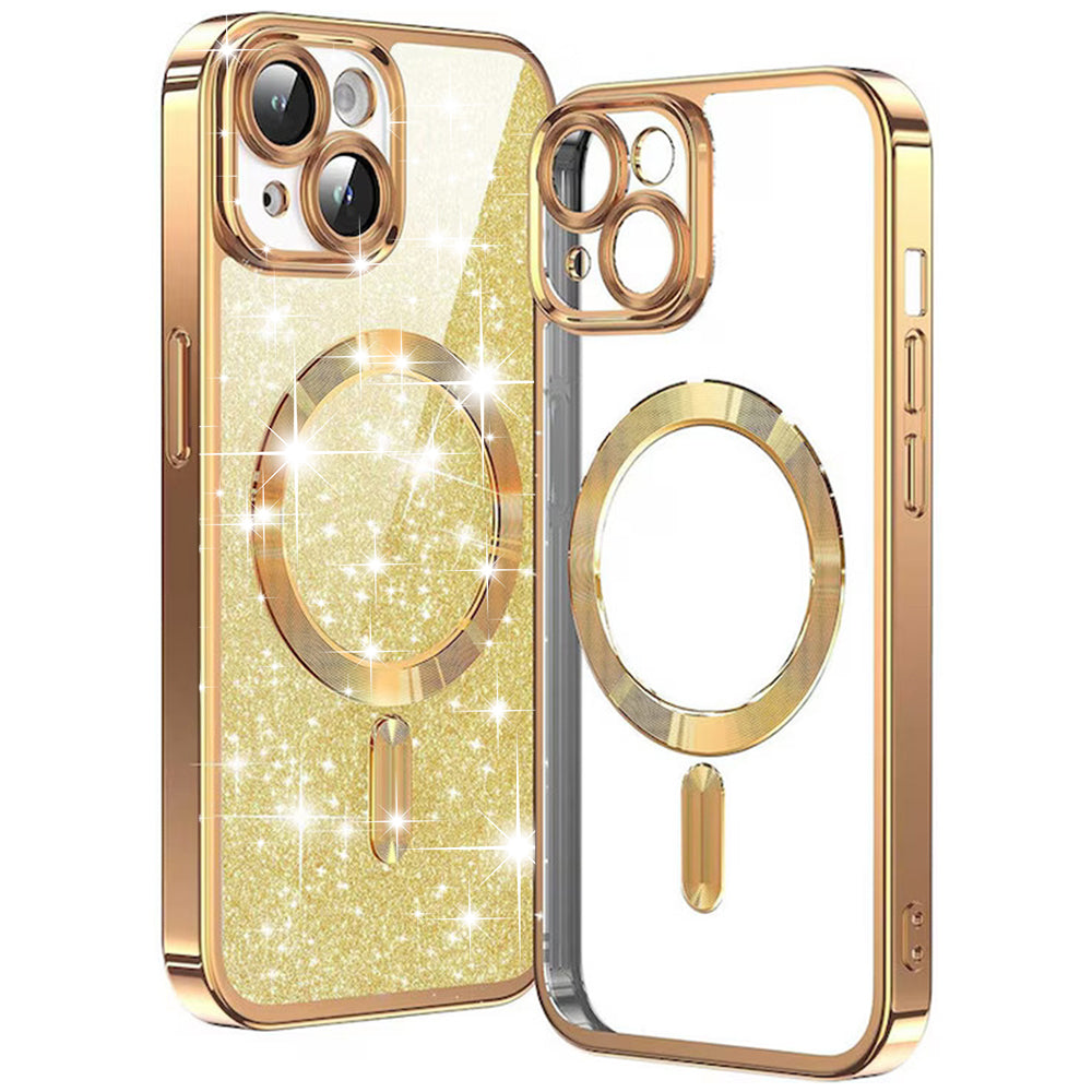 MagSafe puzdro pre Apple iPhone 15 Plus, Techsuit, Luxury Glitter, Zlaté