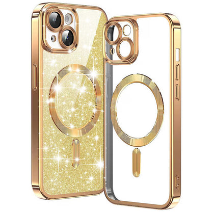 MagSafe puzdro pre Apple iPhone 15 Plus, Techsuit, Luxury Glitter, Zlaté
