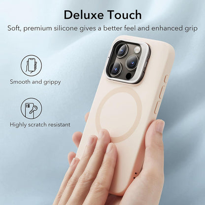 Puzdro MagSafe pre Apple iPhone 15 Pro, ESR, Cloud Soft Kickstand, Krémové