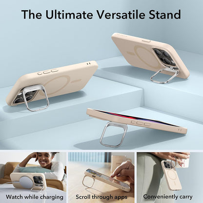 Puzdro MagSafe pre Apple iPhone 15 Pro, ESR, Cloud Soft Kickstand, Krémové