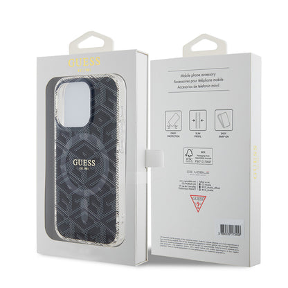 Puzdro MagSafe pre Apple iPhone 15 Pro, Guess, IML Gcube, Čierne
