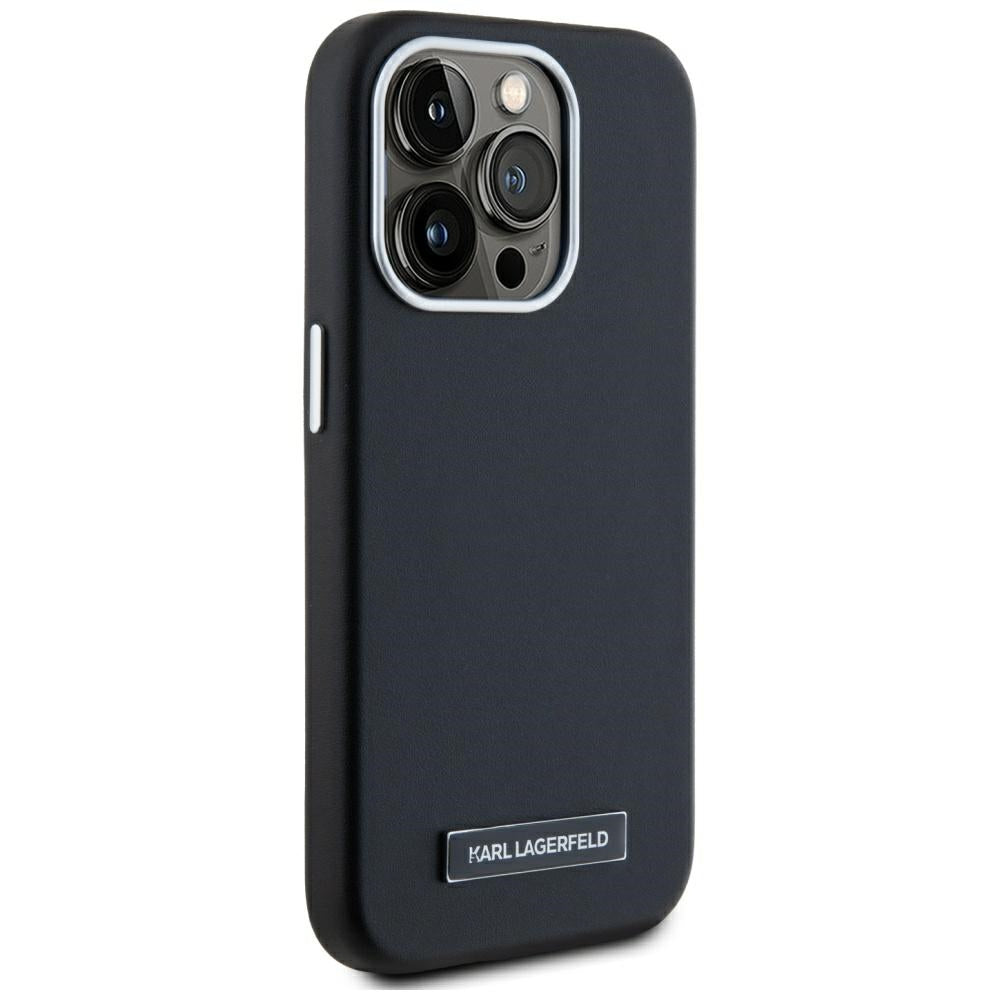 Puzdro MagSafe pre Apple iPhone 15 Pro, Karl Lagerfeld, FW Metal Plate, Čierne