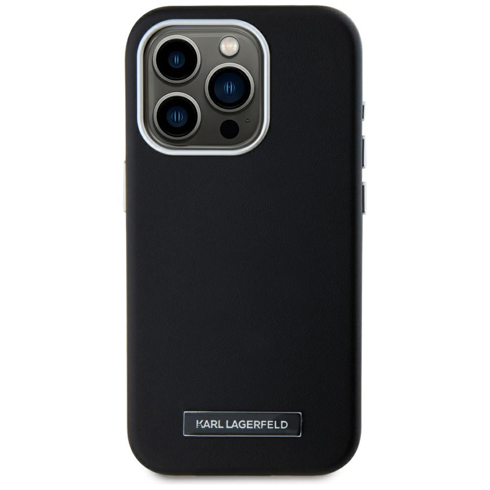 Puzdro MagSafe pre Apple iPhone 15 Pro, Karl Lagerfeld, FW Metal Plate, Čierne