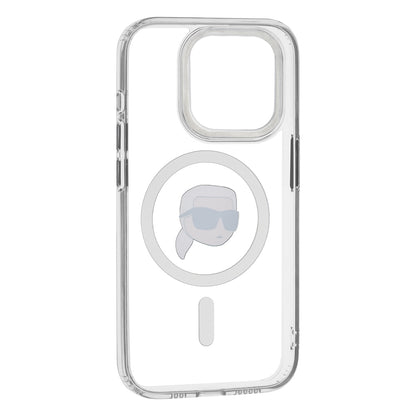 MagSafe Case for Apple iPhone 15 Pro, Karl Lagerfeld, IML Metal Karl's Head, White