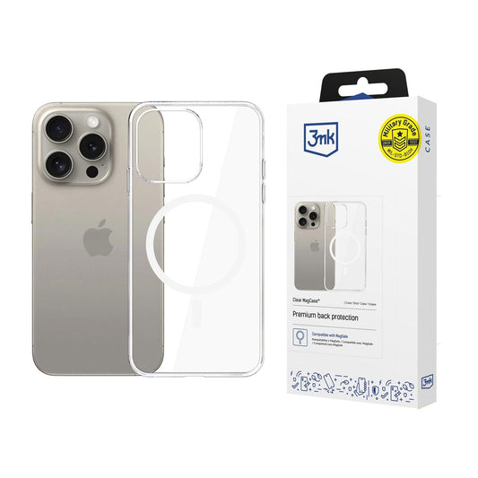 MagSafe puzdro pre Apple iPhone 15 Pro Max, 3MK, Clear MagCase, priehľadné