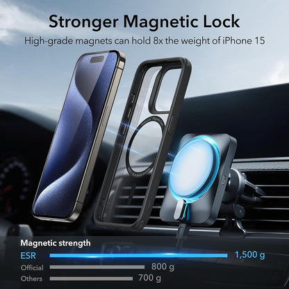Puzdro MagSafe pre Apple iPhone 15 Pro Max, ESR, Classic Hybrid, Čierne Transparentné