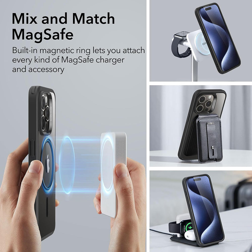 Puzdro MagSafe pre Apple iPhone 15 Pro Max, ESR, Classic Hybrid, Čierne Transparentné