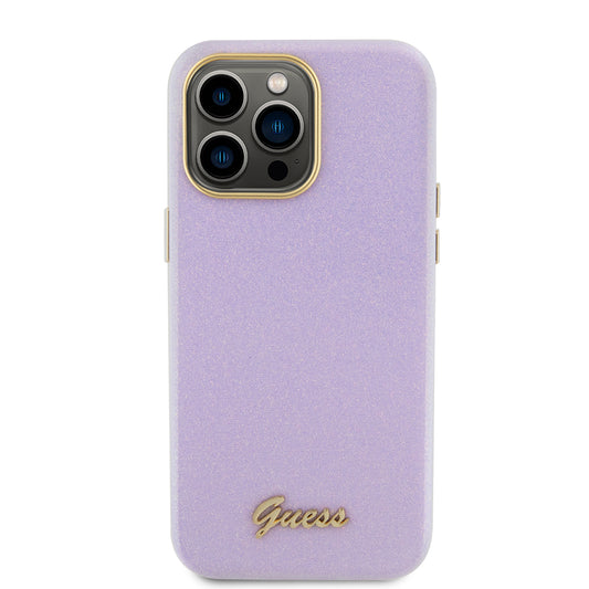 Puzdro MagSafe pre Apple iPhone 15 Pro Max, Guess, Glitter Full Wrapped, Fialové GUHCP15XPGMCSL