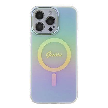 Puzdro MagSafe pre Apple iPhone 15 Pro Max, Guess, IML Iridescent, Tyrkysová