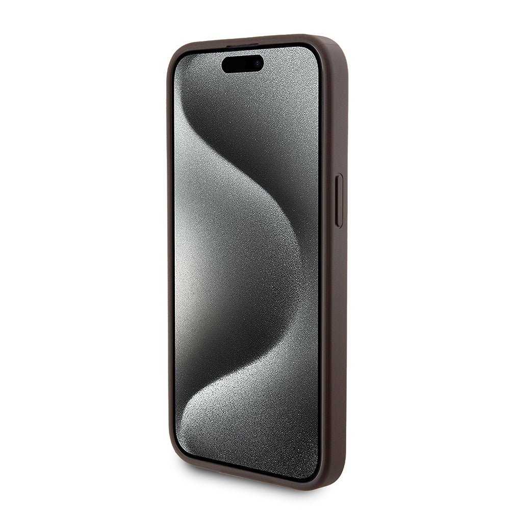 Puzdro MagSafe pre Apple iPhone 15 Pro Max, Guess, Powerbank 4G Metal Logo, Hnedé