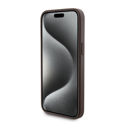 Puzdro MagSafe pre Apple iPhone 15 Pro Max, Guess, Powerbank 4G Metal Logo, Hnedé