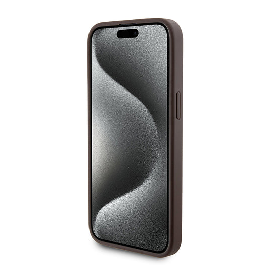 Puzdro MagSafe pre Apple iPhone 15 Pro Max, Guess, Powerbank 4G Metal Logo, Hnedé