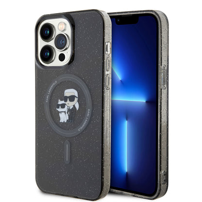 Puzdro MagSafe pre Apple iPhone 15 Pro Max, Karl Lagerfeld, Glitter, Čierne