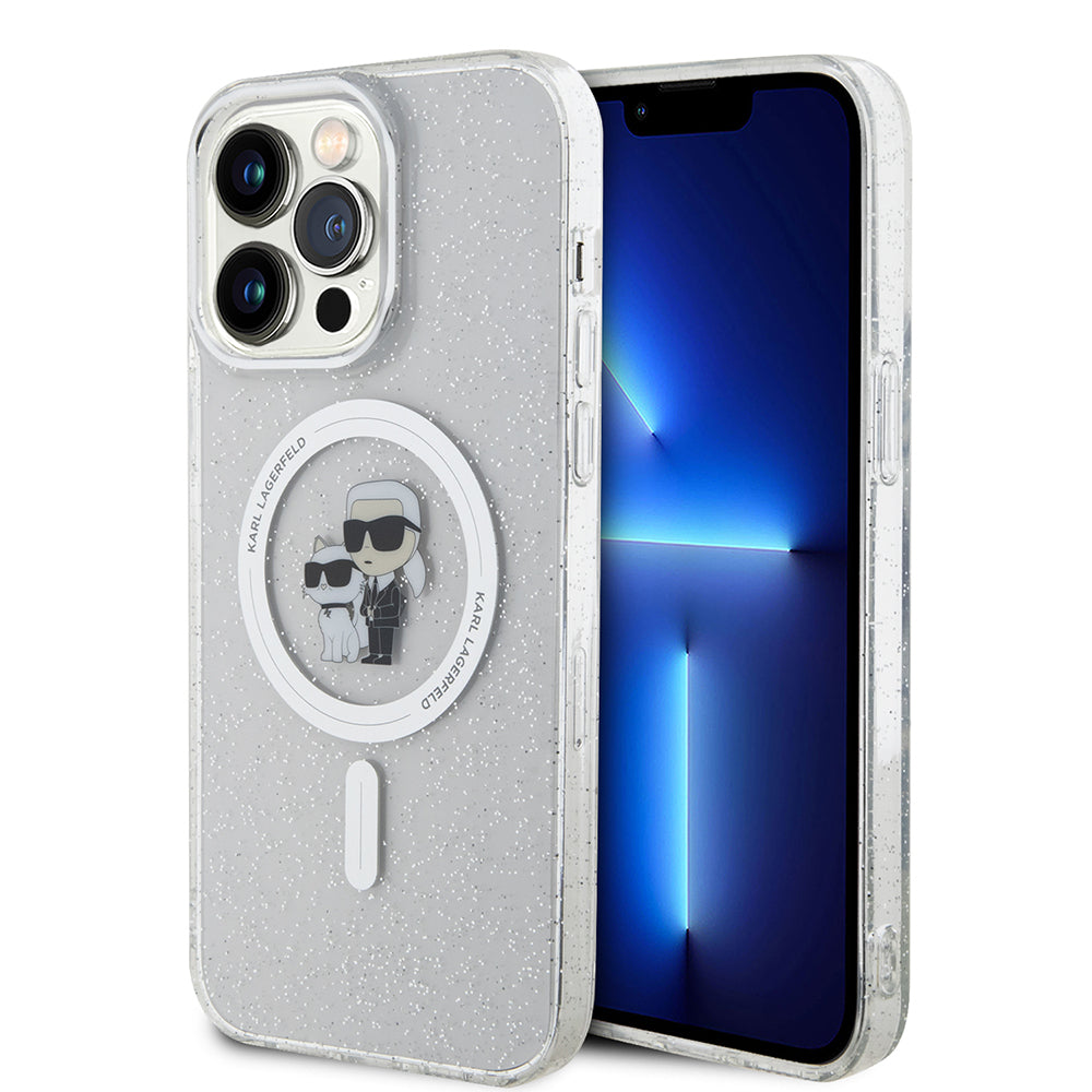 Puzdro MagSafe pre Apple iPhone 15 Pro Max, Karl Lagerfeld, Glitter, Transparent