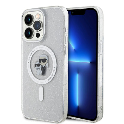 Puzdro MagSafe pre Apple iPhone 15 Pro Max, Karl Lagerfeld, Glitter, Transparent