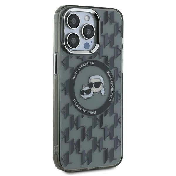 Puzdro MagSafe pre Apple iPhone 15 Pro Max, Karl Lagerfeld, IML Monogram Karl & Choupette's Heads, Čierne
