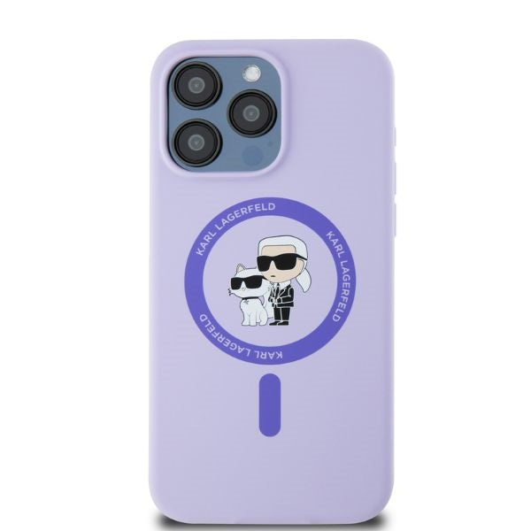 MagSafe Case for Apple iPhone 15 Pro Max, Karl Lagerfeld, Silicone Ring Karl & Choupette, Purple