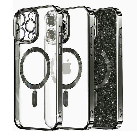 MagSafe puzdro pre Apple iPhone 15 Pro Max, Techsuit, Luxury Glitter, Čierne