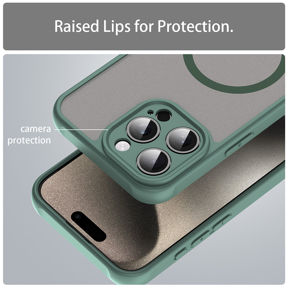 MagSafe Case for Apple iPhone 15 Pro, Techsuit, HaloFrost II, Green