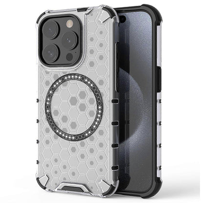 MagSafe puzdro pre Apple iPhone 15 Pro, Techsuit, HoneyComb Shield, Biele
