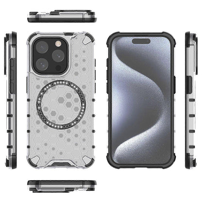 MagSafe puzdro pre Apple iPhone 15 Pro, Techsuit, HoneyComb Shield, Biele