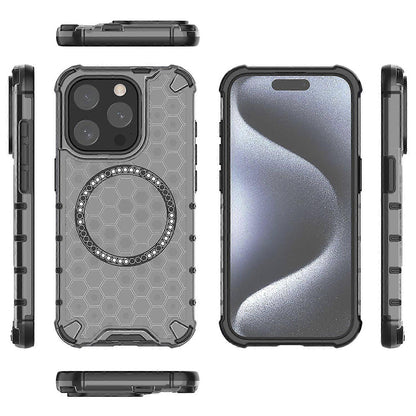 MagSafe puzdro pre Apple iPhone 15 Pro, Techsuit, HoneyComb Shield, čierne