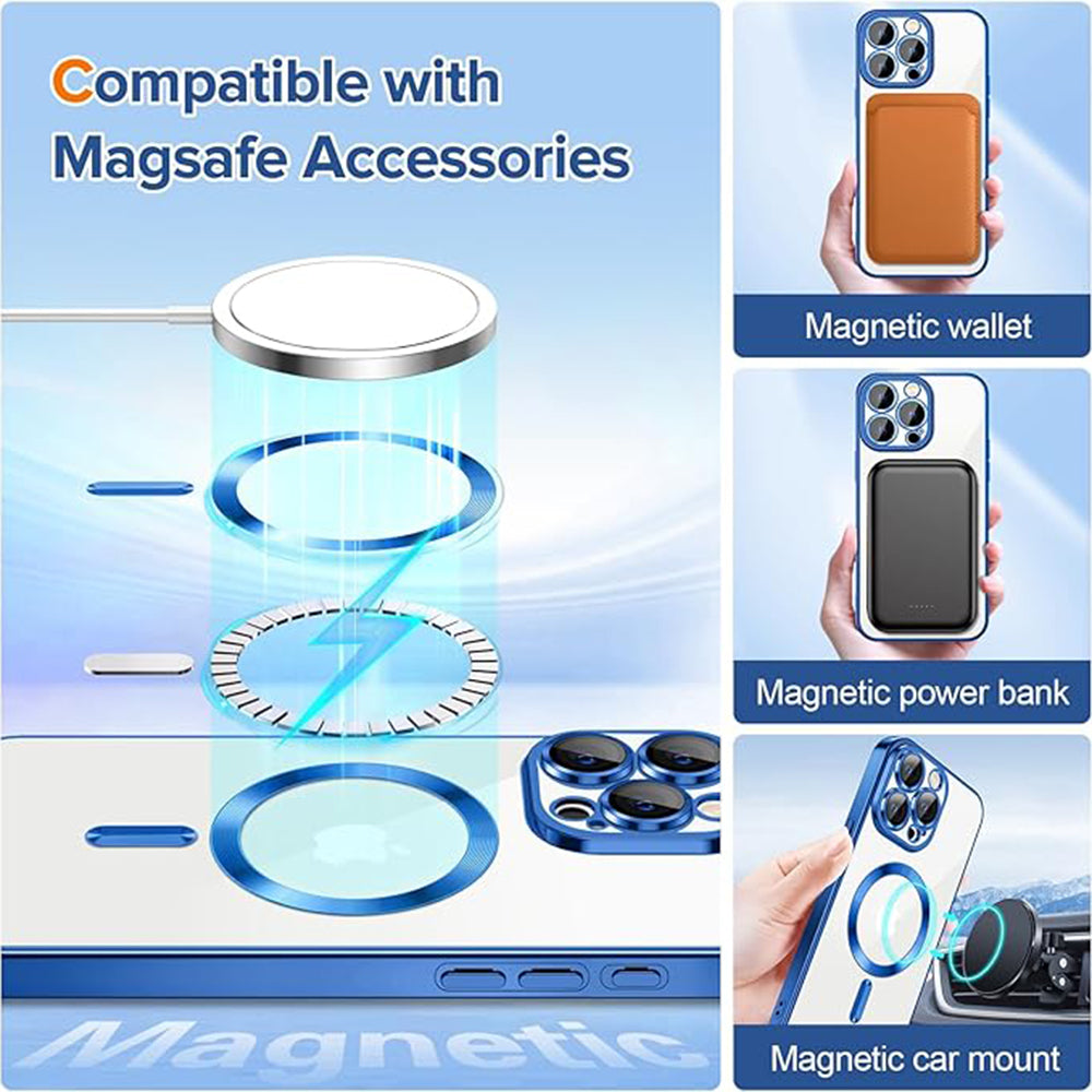 MagSafe puzdro pre Apple iPhone 15 Pro, Techsuit, Luxury Crystal, Tmavomodrá