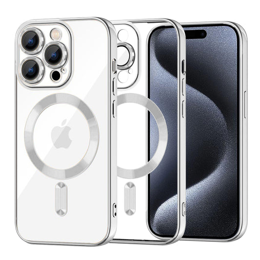 MagSafe puzdro pre Apple iPhone 15 Pro, Techsuit, Luxury Crystal, Strieborné