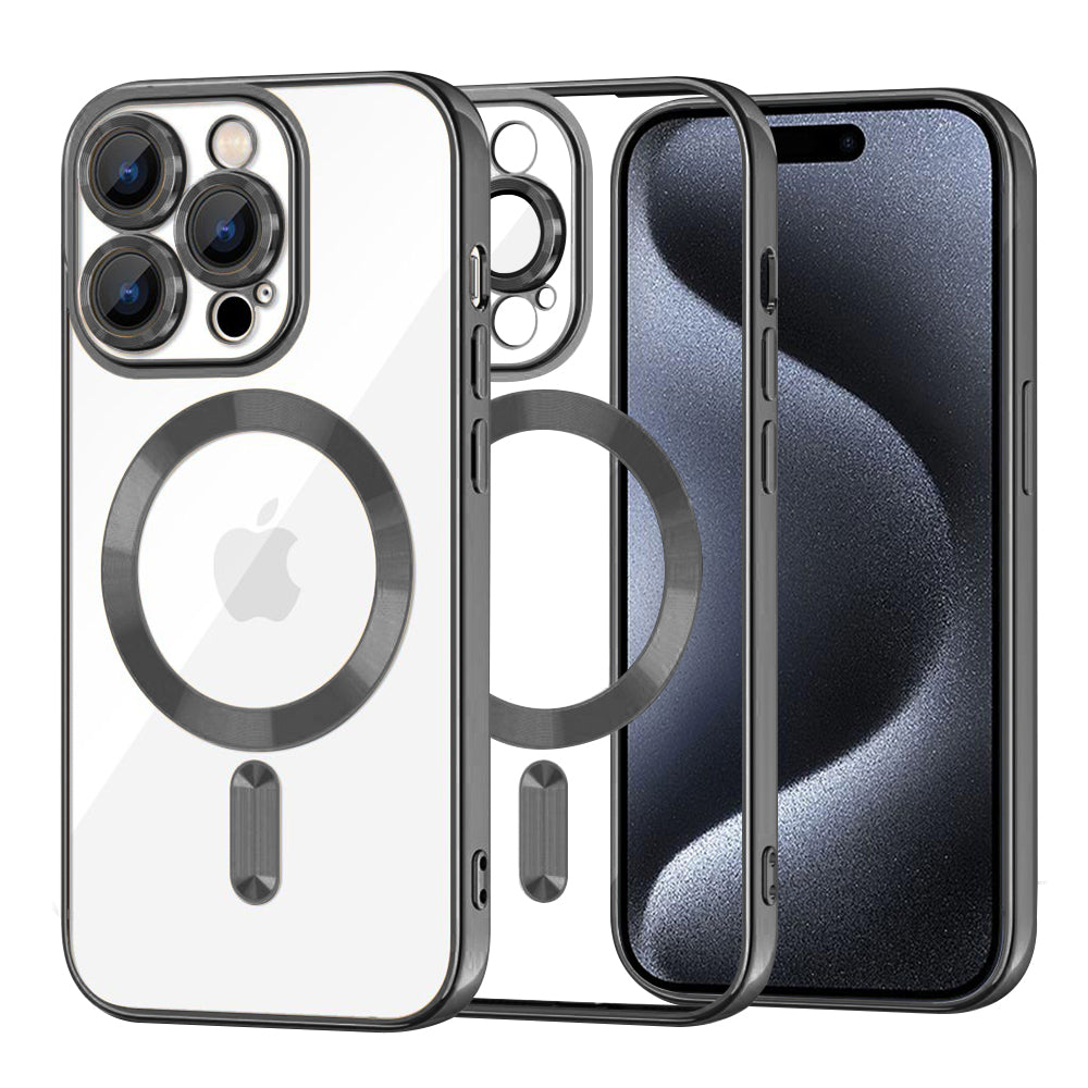 MagSafe puzdro pre Apple iPhone 15 Pro, Techsuit, Luxury Crystal, Čierne