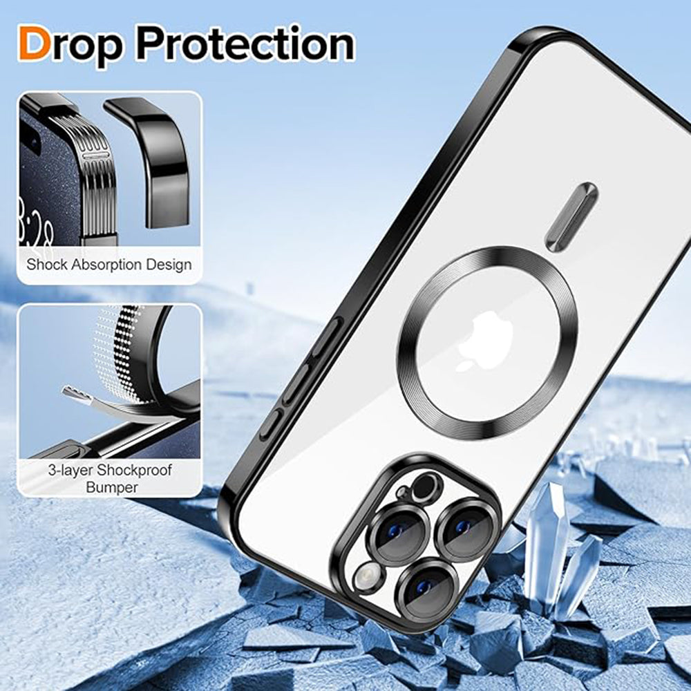 MagSafe puzdro pre Apple iPhone 15 Pro, Techsuit, Luxury Crystal, Čierne