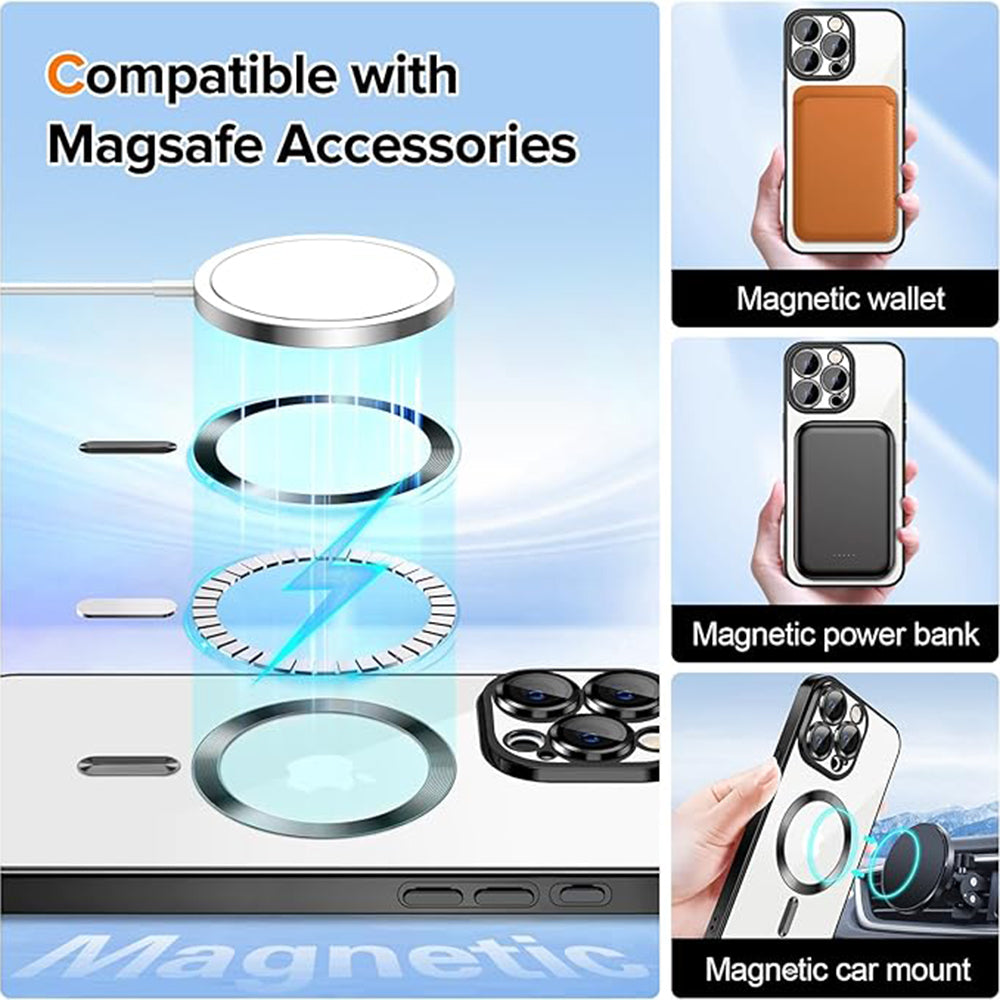 MagSafe puzdro pre Apple iPhone 15 Pro, Techsuit, Luxury Crystal, Čierne