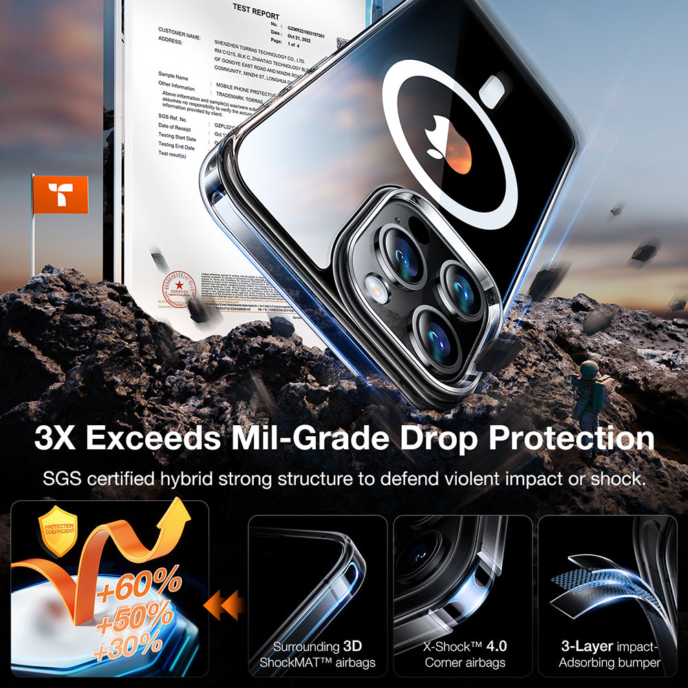 MagSafe Case for Apple iPhone 15 Pro, Torras, Diamond, Transparent