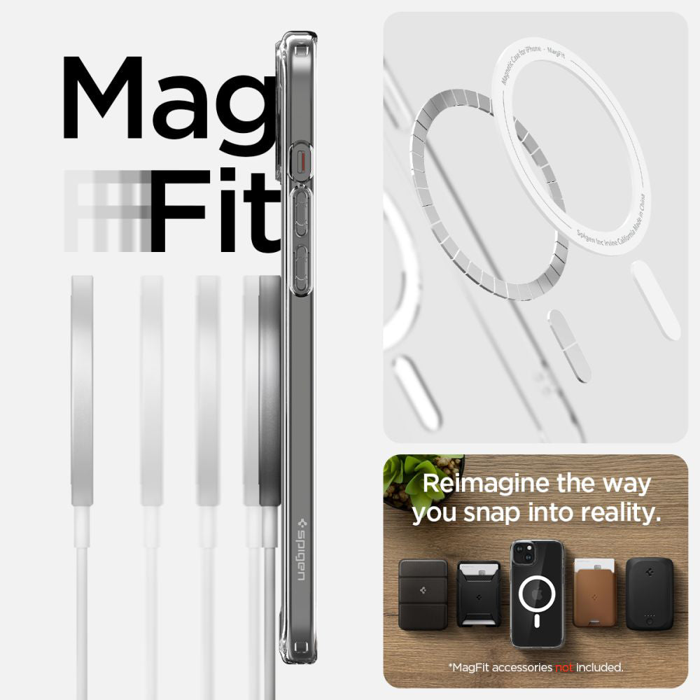 MagSafe puzdro pre Apple iPhone 15, Spigen, Ultra Hybrid, biele ACS06802