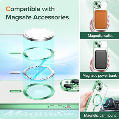 MagSafe puzdro pre Apple iPhone 15, Techsuit, Luxury Crystal, Svetlozelené