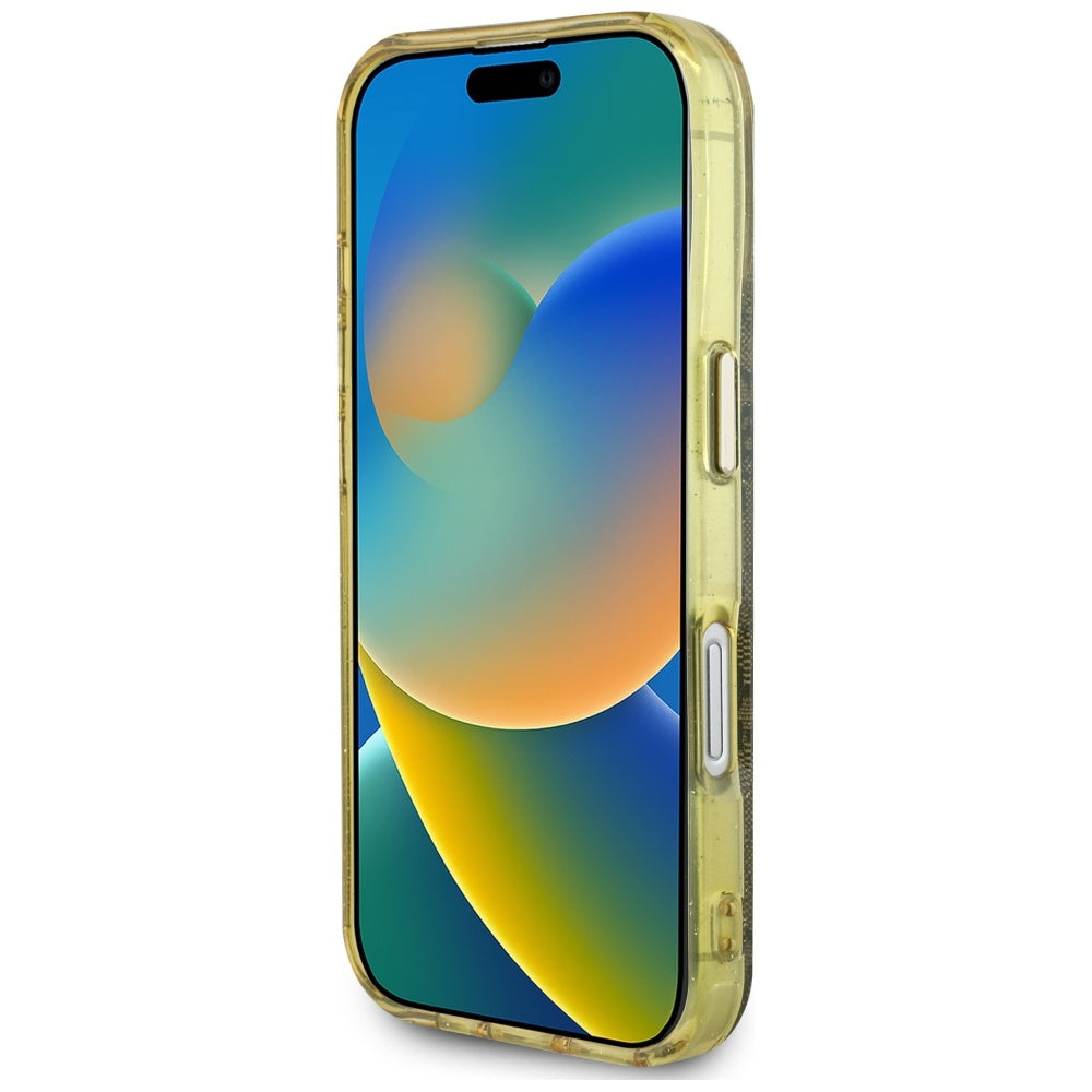 Puzdro MagSafe pre Apple iPhone 16, Guess, IML Glitter 4G Circle Triangle, Hnedé