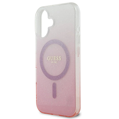 Puzdro MagSafe pre Apple iPhone 16, Guess, IML Glitter Gradient, Hnedé