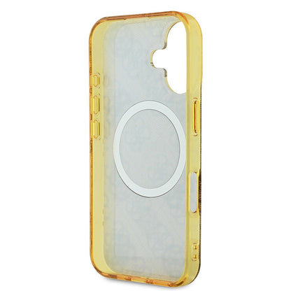 Puzdro MagSafe pre Apple iPhone 16, Guess, IML Peony On 4G Background, Hnedé