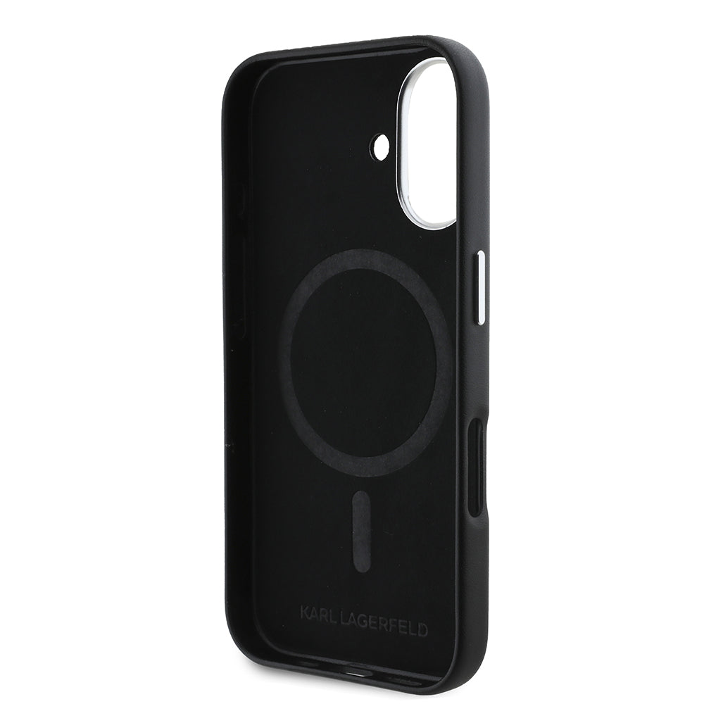 MagSafe Case for Apple iPhone 16, Karl Lagerfeld, FW Metal Plate, Black