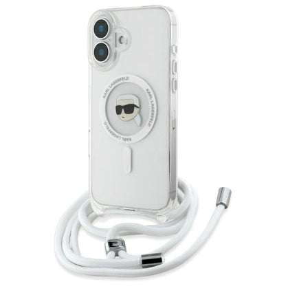 MagSafe Case for Apple iPhone 16, Karl Lagerfeld, IML Crossbody Karl's Head, Transparent
