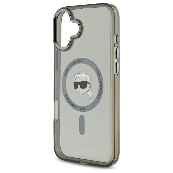 Puzdro MagSafe pre Apple iPhone 16, Karl Lagerfeld, IML Metal Karl's Head, Čierne