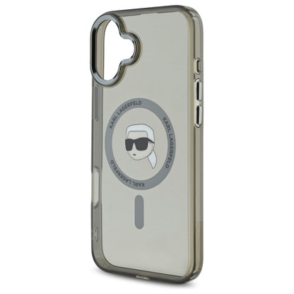 Puzdro MagSafe pre Apple iPhone 16, Karl Lagerfeld, IML Metal Karl's Head, Čierne