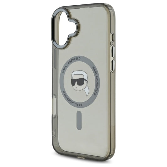 MagSafe Case for Apple iPhone 16, Karl Lagerfeld, IML Metal Karl's Head, Black