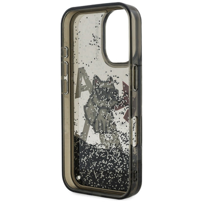 Puzdro MagSafe pre Apple iPhone 16, Karl Lagerfeld, Liquid Glitter Choupette Logo, Čierne