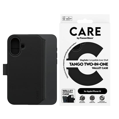 Puzdro MagSafe pre Apple iPhone 16, PanzerGlass, Care Feature Tango Two-in-One, Čierne