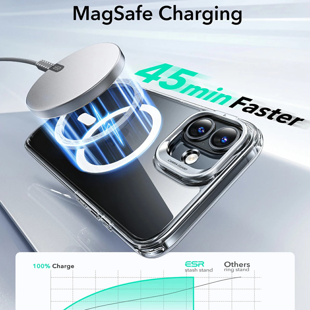 MagSafe Case for Apple iPhone 16 Plus, ESR, Classic Hybrid Kickstand, Transparent