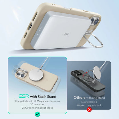 Puzdro MagSafe pre Apple iPhone 16 Plus, ESR, Cloud Soft Kickstand, Krémové