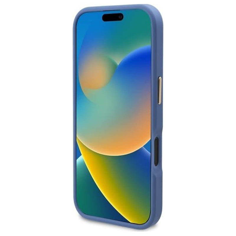 Puzdro MagSafe pre Apple iPhone 16 Plus, Guess, 4G Logo Plate, Modrá