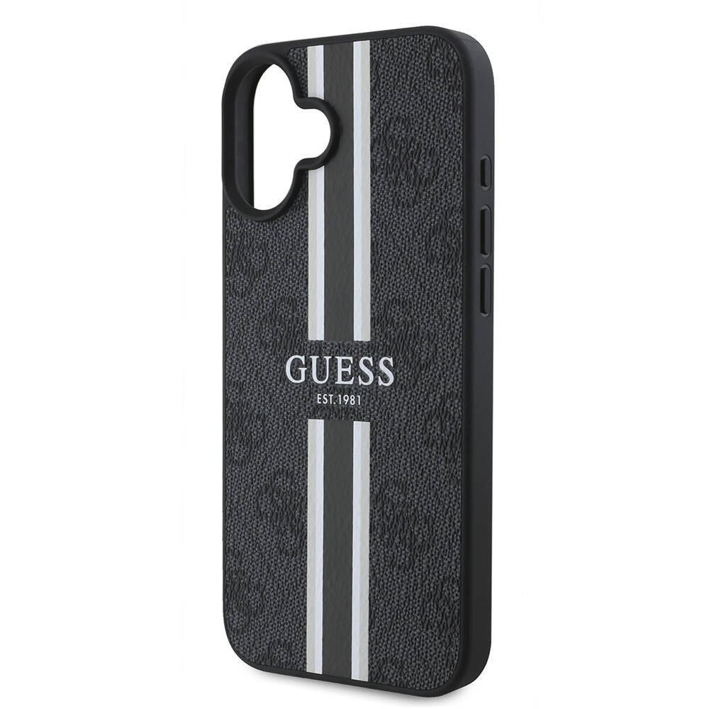 MagSafe Case for Apple iPhone 16 Plus, Guess, 4G Printed Stripes, Black